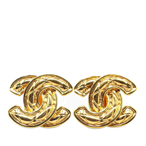 CHANEL Gold Logo Earrings - Picture 1 of 6
